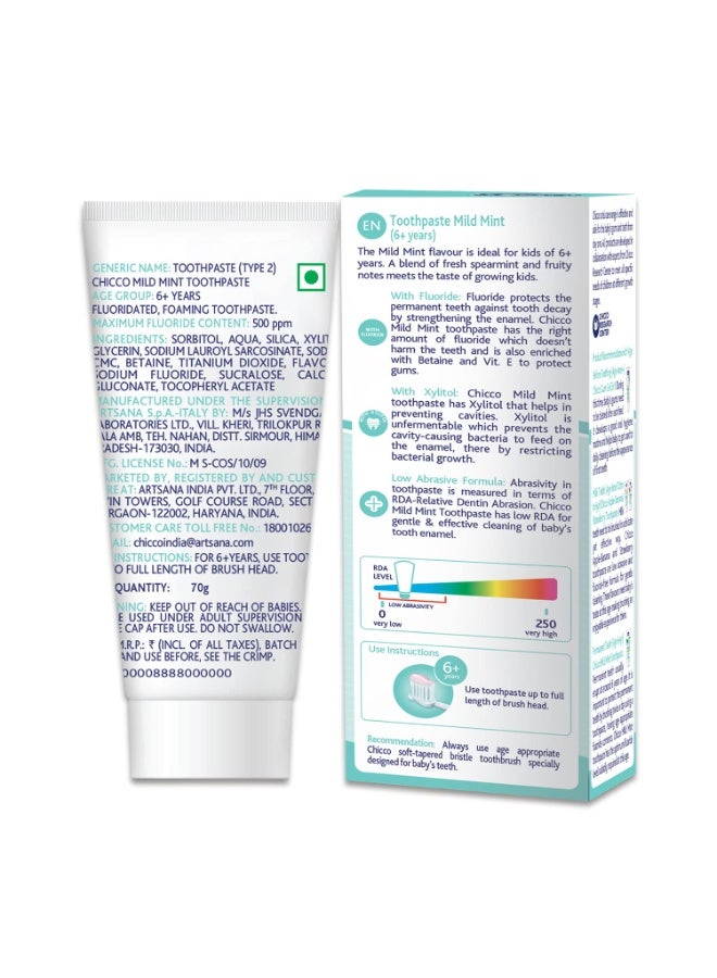 Chicco Toothpaste for Kids, Best for Baby (6+ years), Mild Mint Flavour, 70g | With Fluoride to Remove Plaque | Low Abrasive| Helps Prevent Cavities | IDA Accepted - Image 4